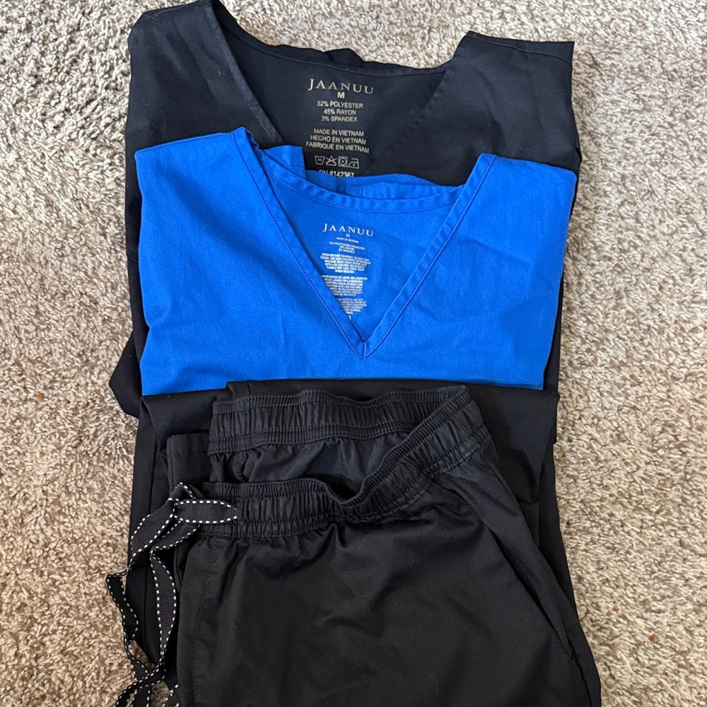 Jaanuu Black and Royal Blue Medical Scrub Set